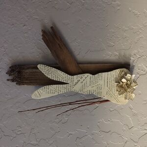 Rustic Bunny Wall Decor Shake Shingle Vintage Sheet Music Decoupage